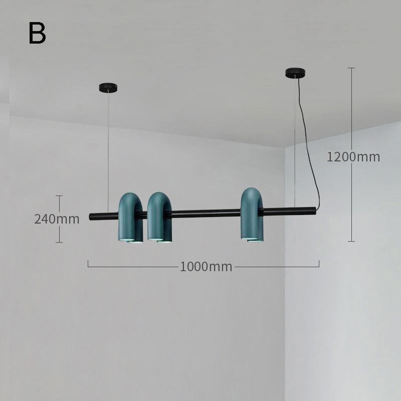 Lampada a sospensione in ferro battuto a forma di U con paralume girevole 90°