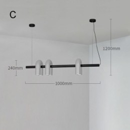 Lampada a sospensione in ferro battuto a forma di U con paralume girevole 90°