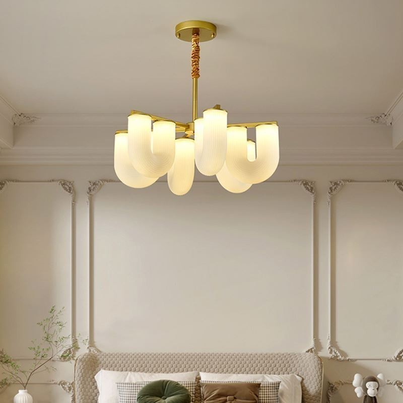 Lampadario a sospensione a U stile francese crema
