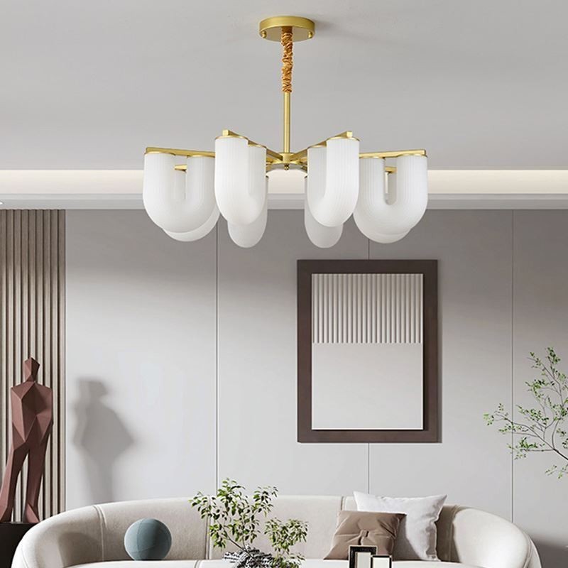Lampadario a sospensione a U stile francese crema