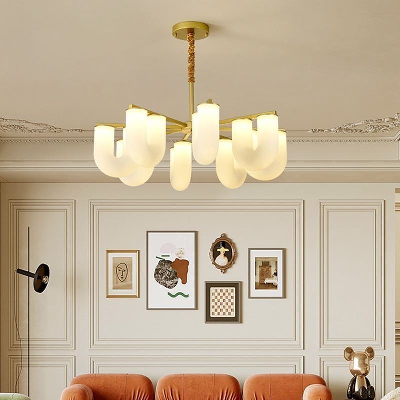 Lampadario a sospensione a U stile francese crema