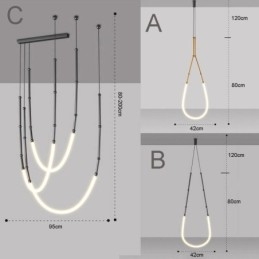 Lampada a sospensione Bamboo Creative Line nera oro