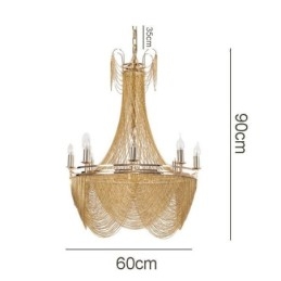 Lampada a sospensione in alluminio a catena decorativa con nappe oro/argento