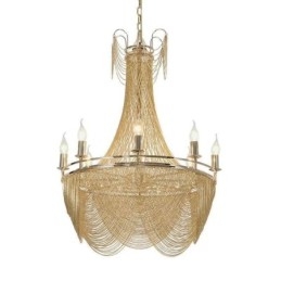 Lampada a sospensione in alluminio a catena decorativa con nappe oro/argento