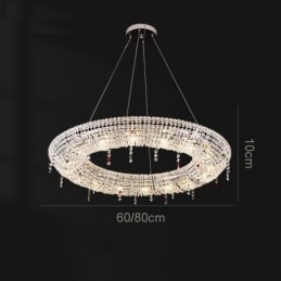 Lampada a sospensione in cristallo moderna con struttura in acciaio inox