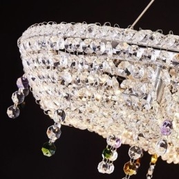 Lampada a sospensione ovale moderna in cristallo, 12 luci, 102 x 40 x 15 cm