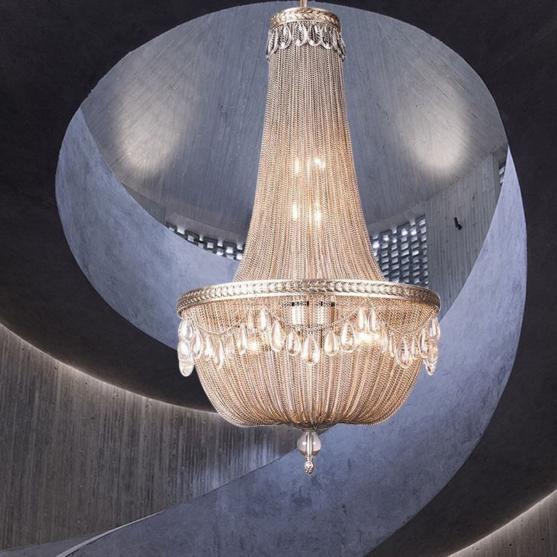 Lampada a sospensione retrò americana Duplex Tassel in alluminio con catena da soffitto