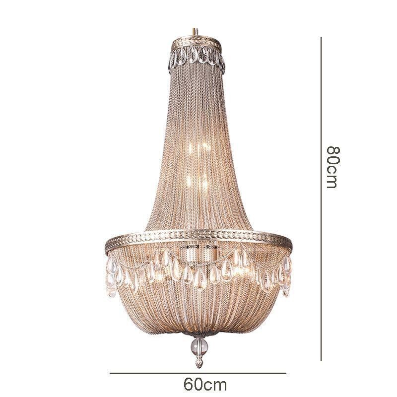 Lampada a sospensione retrò americana Duplex Tassel in alluminio con catena da soffitto