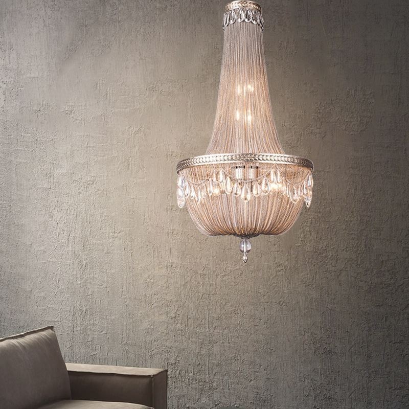 Lampada a sospensione retrò americana Duplex Tassel in alluminio con catena da soffitto