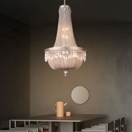 Lampada a sospensione retrò americana Duplex Tassel in alluminio con catena da soffitto
