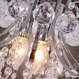 Lampadario a filo moderno in cristallo trasparente e metallo argento