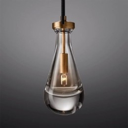 Lampada a sospensione a goccia d'acqua in rame e cristallo, moderna
