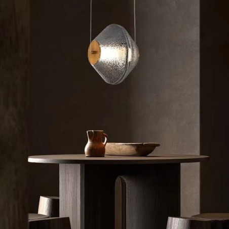 Lampada a sospensione moderna in vetro singolo, piccola, 1 luce, 10 W, 20 x 20 x 22 cm