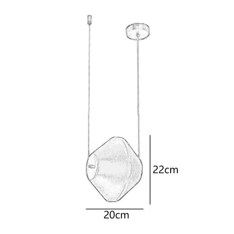 Lampada a sospensione moderna in vetro singolo, piccola, 1 luce, 10 W, 20 x 20 x 22 cm