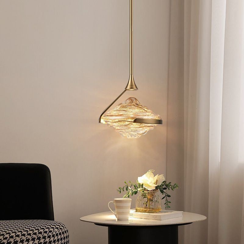 Lampada a sospensione LED moderna minimalista in ferro e vetro, 10 W, luce bianco caldo, 28×30 cm