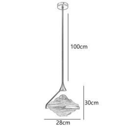Lampada a sospensione LED moderna minimalista in ferro e vetro, 10 W, luce bianco caldo, 28×30 cm