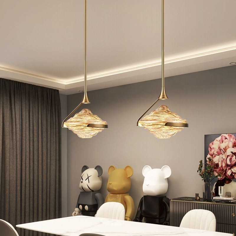 Lampada a sospensione LED moderna minimalista in ferro e vetro, 10 W, luce bianco caldo, 28×30 cm