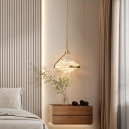 Lampada a sospensione LED moderna minimalista in ferro e vetro, 10 W, luce bianco caldo, 28×30 cm