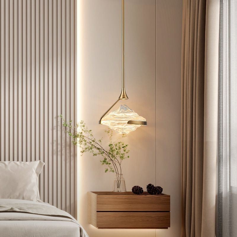 Lampada a sospensione LED moderna minimalista in ferro e vetro, 10 W, luce bianco caldo, 28×30 cm