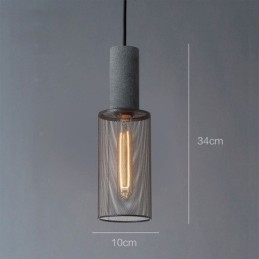 Lampada a sospensione retrò country nera con griglia in cemento