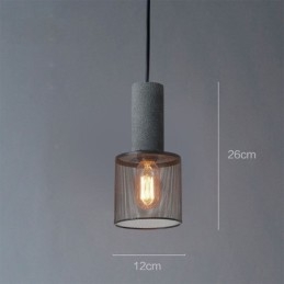 Lampada a sospensione retrò country nera con griglia in cemento