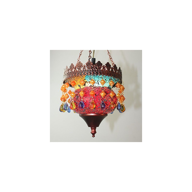 Lampadario retrò mini in vetro rosso