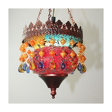 Lampadario retrò mini in vetro rosso