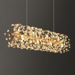 Lampada a sospensione a fiore di sole in ferro e cristallo, galvanizzata, 9/12 luci