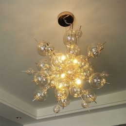 Lampada a sospensione in vetro a bolle moderna, 6 luci LED, 30 W, 63 cm