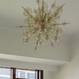 Lampada a sospensione in vetro a bolle moderna, 6 luci LED, 30 W, 63 cm