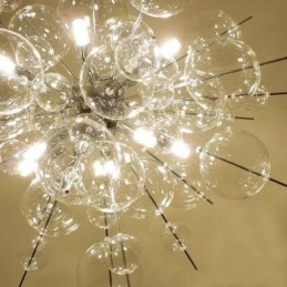 Lampada a sospensione in vetro a bolle moderna, 6 luci LED, 30 W, 63 cm