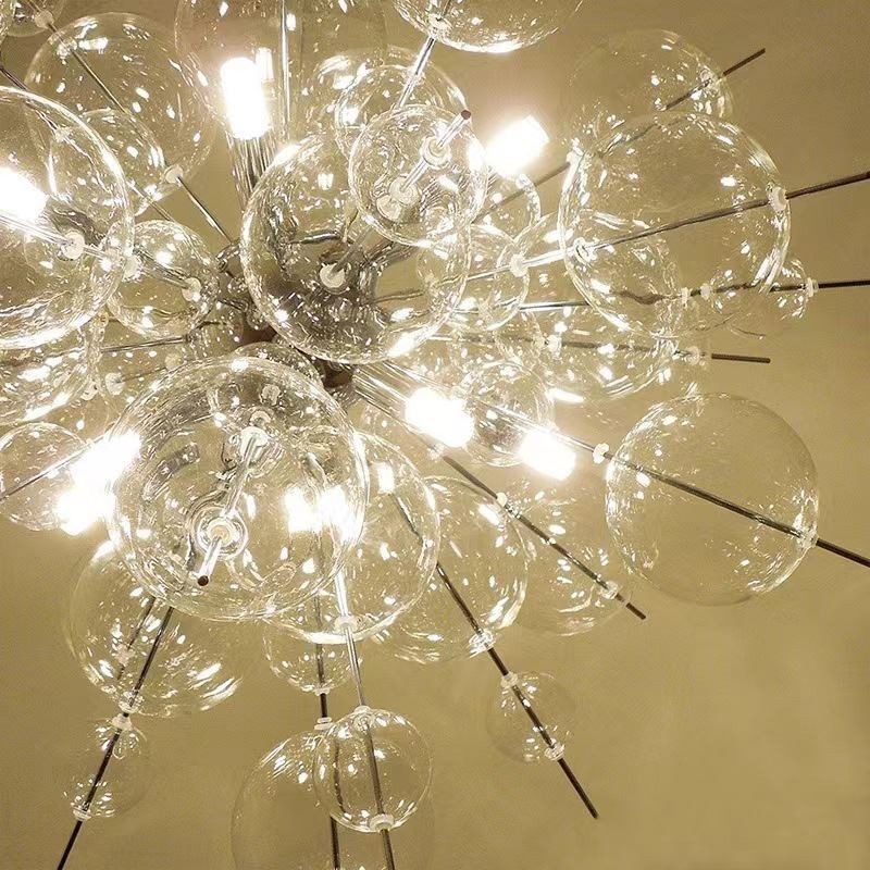 Lampada a sospensione in vetro a bolle moderna, 6 luci LED, 30 W, 63 cm