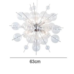 Lampada a sospensione in vetro a bolle moderna, 6 luci LED, 30 W, 63 cm