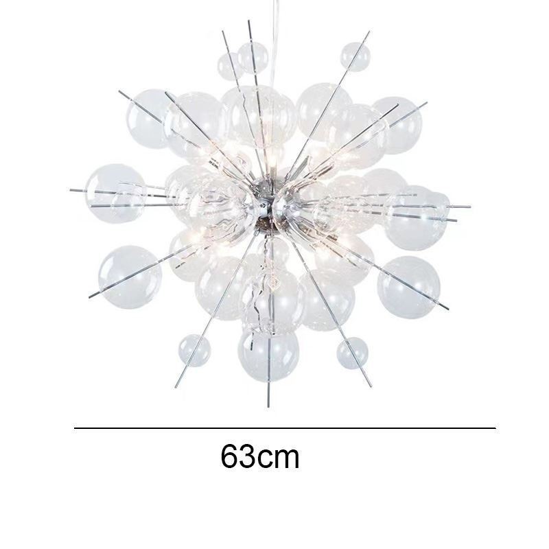Lampada a sospensione in vetro a bolle moderna, 6 luci LED, 30 W, 63 cm