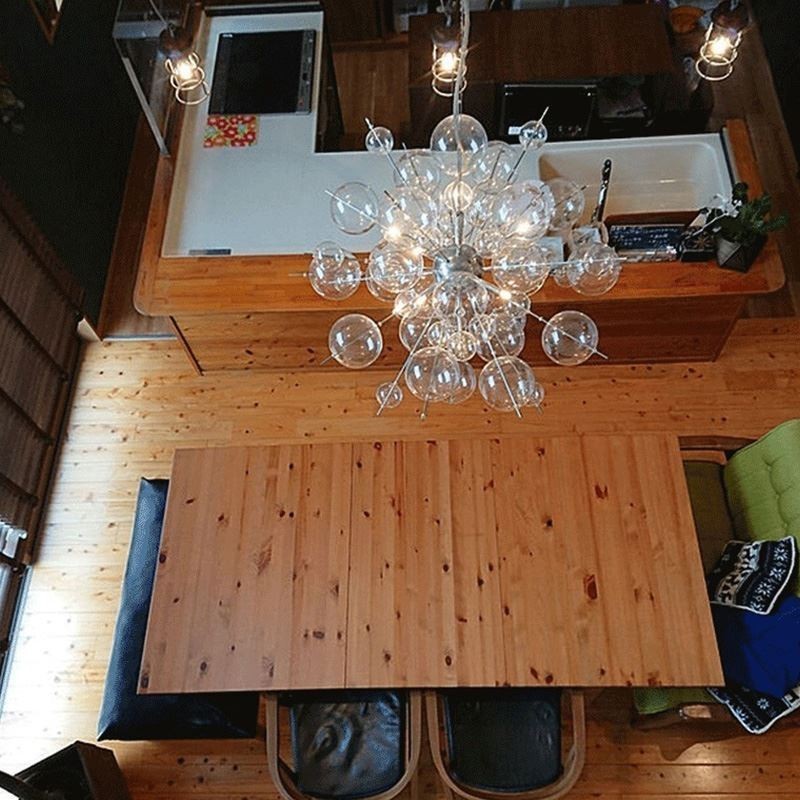 Lampada a sospensione in vetro a bolle moderna, 6 luci LED, 30 W, 63 cm