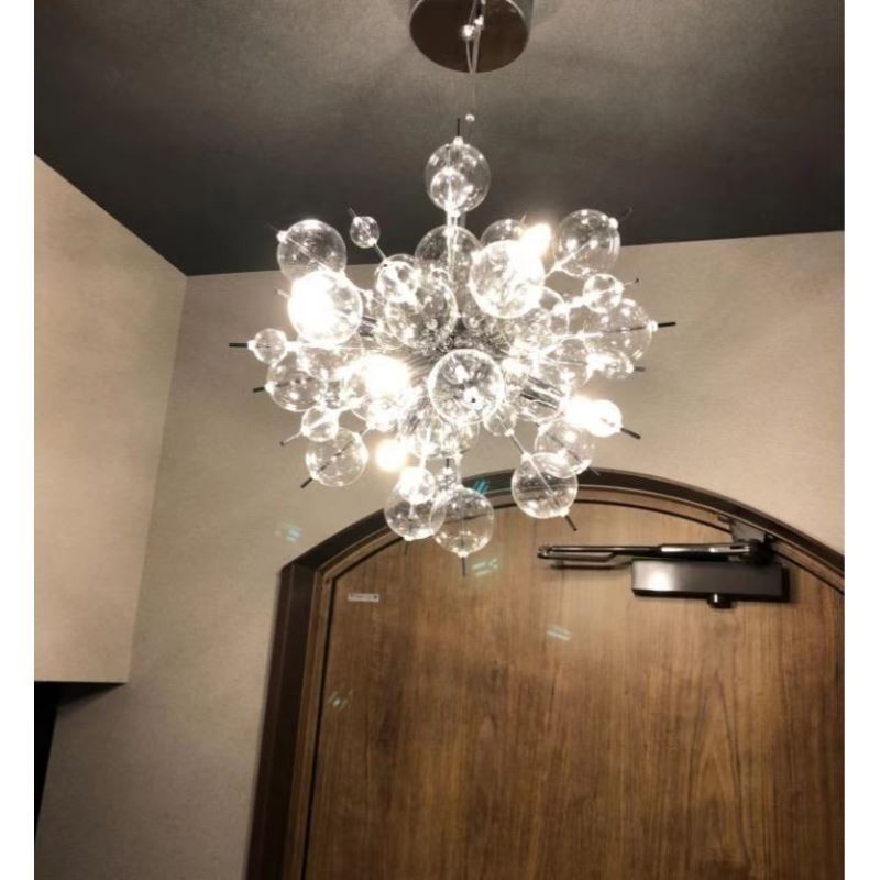 Lampada a sospensione in vetro a bolle moderna, 6 luci LED, 30 W, 63 cm