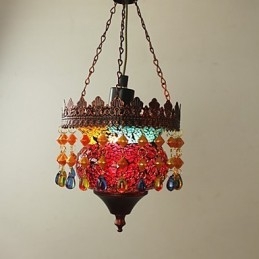 Lampadario retrò mini in vetro rosso