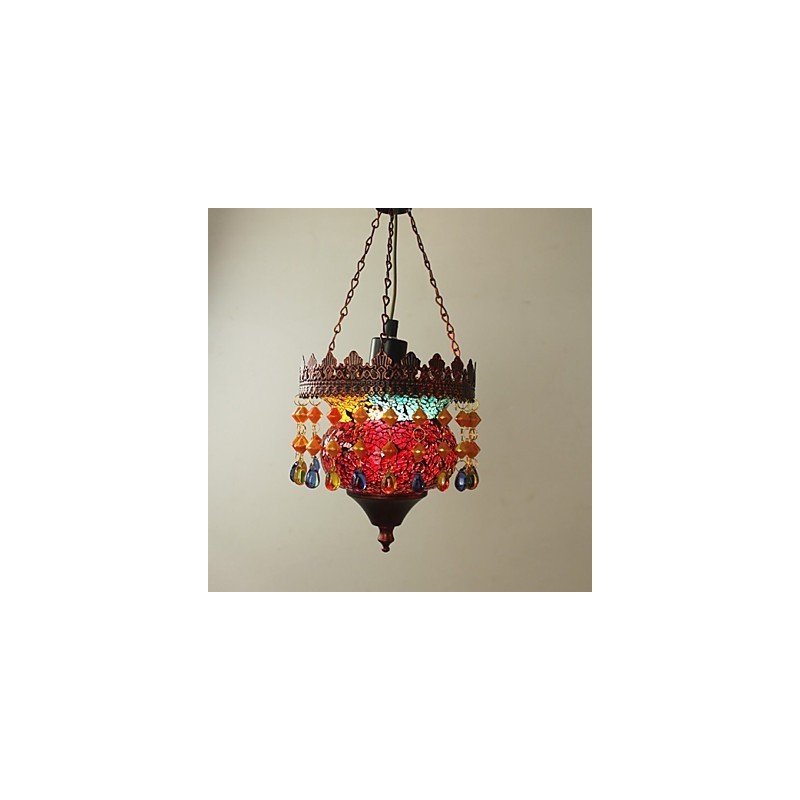 Lampadario retrò mini in vetro rosso