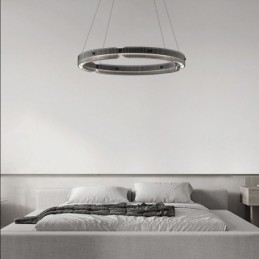 Lampada a sospensione circolare in vetro dimmerabile con telecomando 60 cm 80W