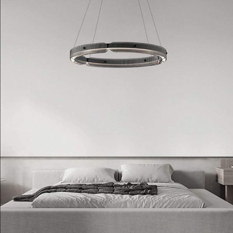 Lampada a sospensione circolare in vetro dimmerabile con telecomando 60 cm 80W