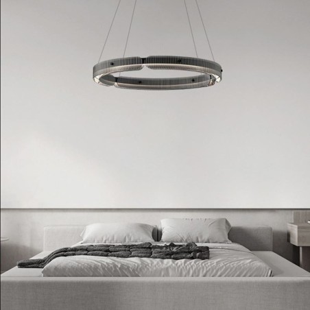 Lampada a sospensione circolare in vetro dimmerabile con telecomando 60 cm 80W