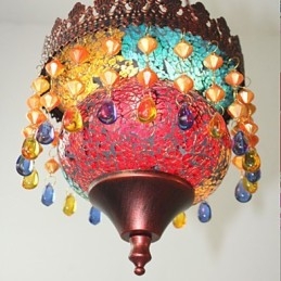Lampadario retrò mini in vetro rosso