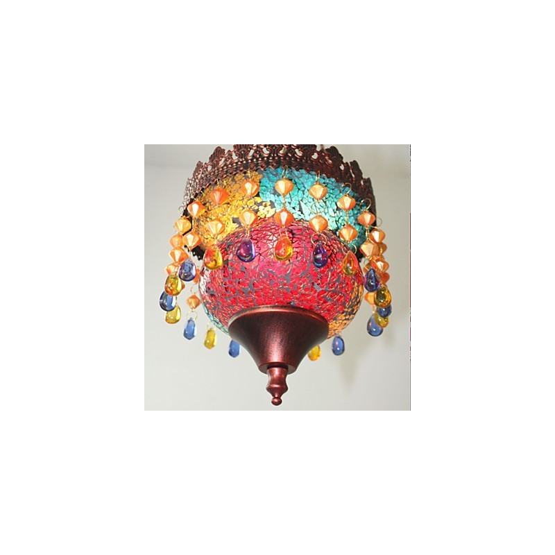 Lampadario retrò mini in vetro rosso