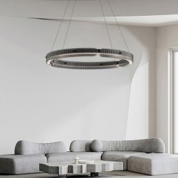 Lampada a sospensione circolare in vetro dimmerabile con telecomando 60 cm 80W