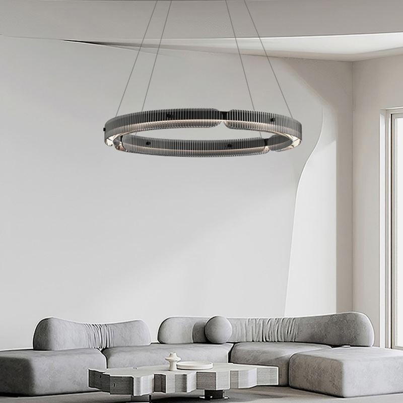 Lampada a sospensione circolare in vetro dimmerabile con telecomando 60 cm 80W