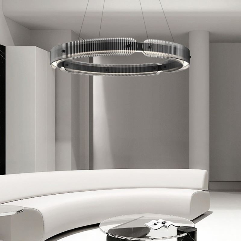 Lampada a sospensione circolare in vetro dimmerabile con telecomando 60 cm 80W