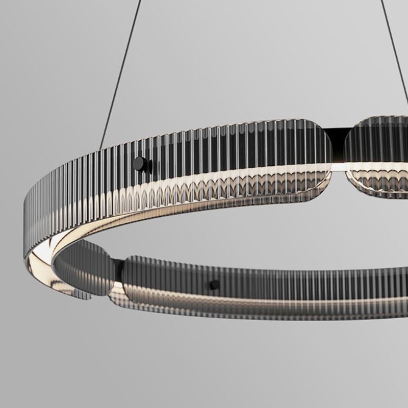 Lampada a sospensione circolare in vetro dimmerabile con telecomando 60 cm 80W