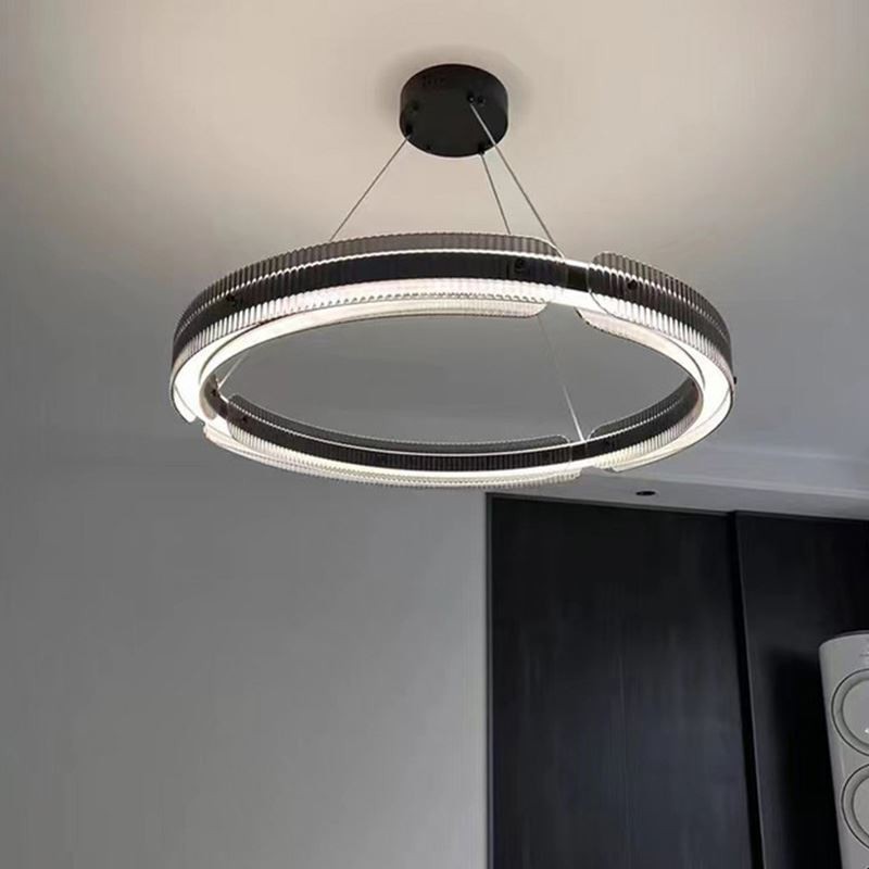 Lampada a sospensione circolare in vetro dimmerabile con telecomando 60 cm 80W