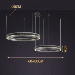 Lampada a sospensione LED 60+80 cm doppio cerchio in vetro regolabile con telecomando