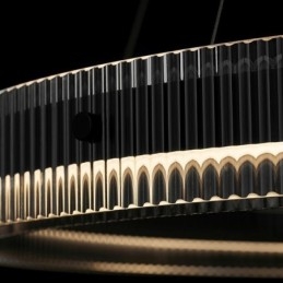 Lampada a sospensione LED 60+80 cm doppio cerchio in vetro regolabile con telecomando